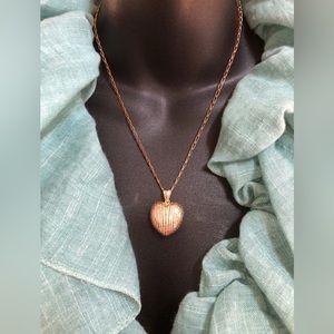 Rose Gold 10K Italy Fancy Link Neck Chain & 14K Bold Heart Pendant Necklace